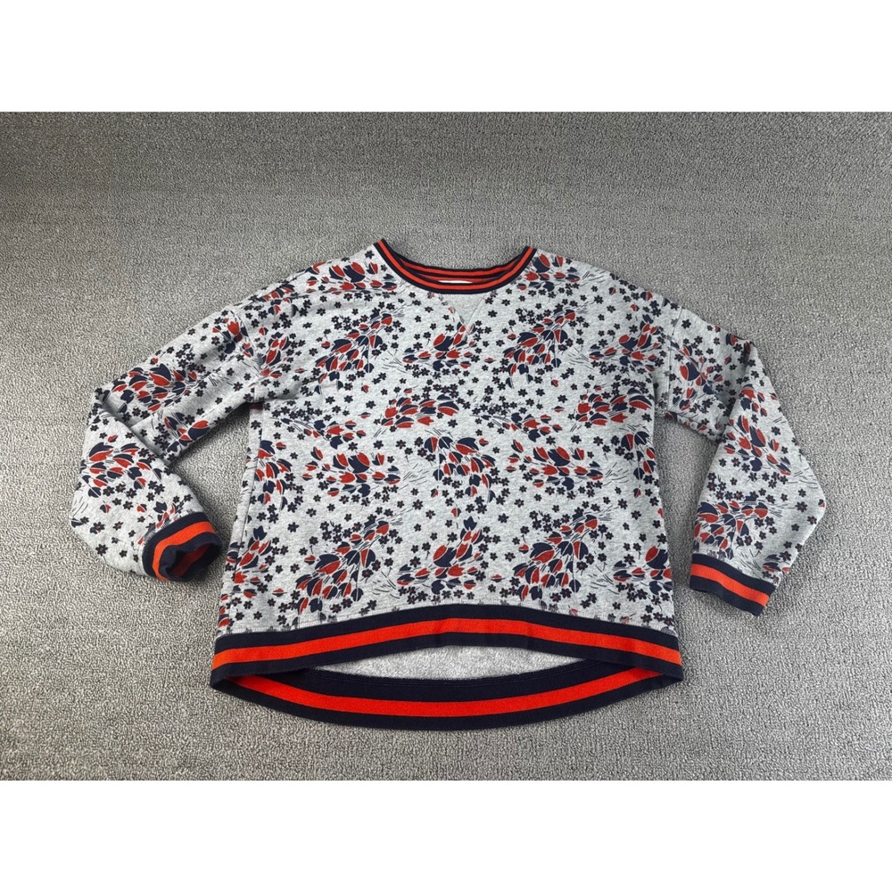 Boden Arabella Sweatshirt Womens Medium Gray Floral Casual Fall Retro Cozy Prep